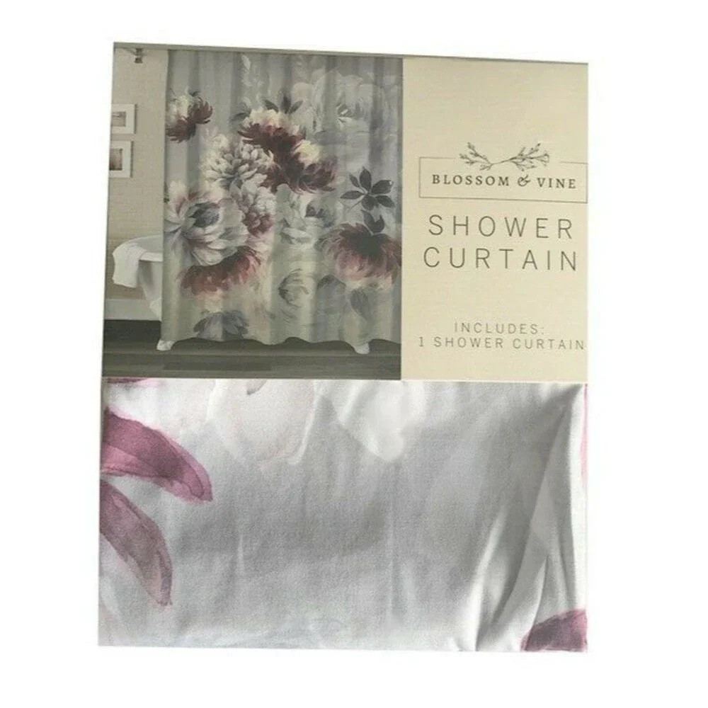 Idea Nuova Cloth Fabric Shower Curtain Floral Bathroom Spring Watercolor 72x72